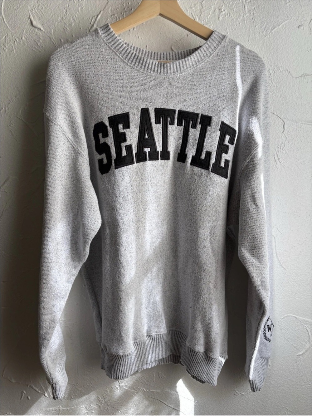 New York Popular Seattle Heather Gray Embroidered Sweatshirt Pullover